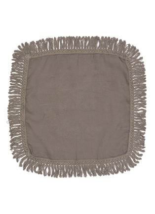 Main View - Click To Enlarge - ONCE MILANO - Long Fringe Linen Napkin – Charcoal