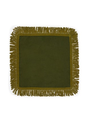 Main View - Click To Enlarge - ONCE MILANO - Long Fringe Linen Napkin – Green