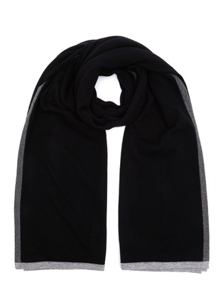 Main View - Click To Enlarge - JOVENS - Contrasting Trimmed Cashmere Shawl — Light Grey & Black