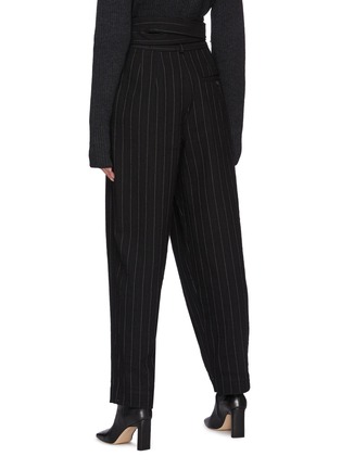 Back View - Click To Enlarge - MARK KENLY DOMINO TAN - Piper' Tie Waist Pleated Pinstriped Pants