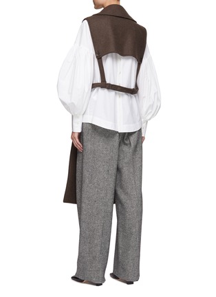 Back View - Click To Enlarge - MARK KENLY DOMINO TAN - Claudette' Wrap Coat Front Wool Blend Backless Vest