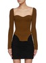 Main View - Click To Enlarge - KHAITE - Maddy' Square Neck Side Slit Knit Top