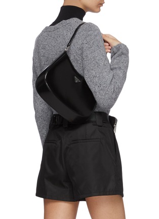 Figure View - Click To Enlarge - PRADA - 'Cleo' Logo Plaque Spazzolato Leather Shoulder Bag