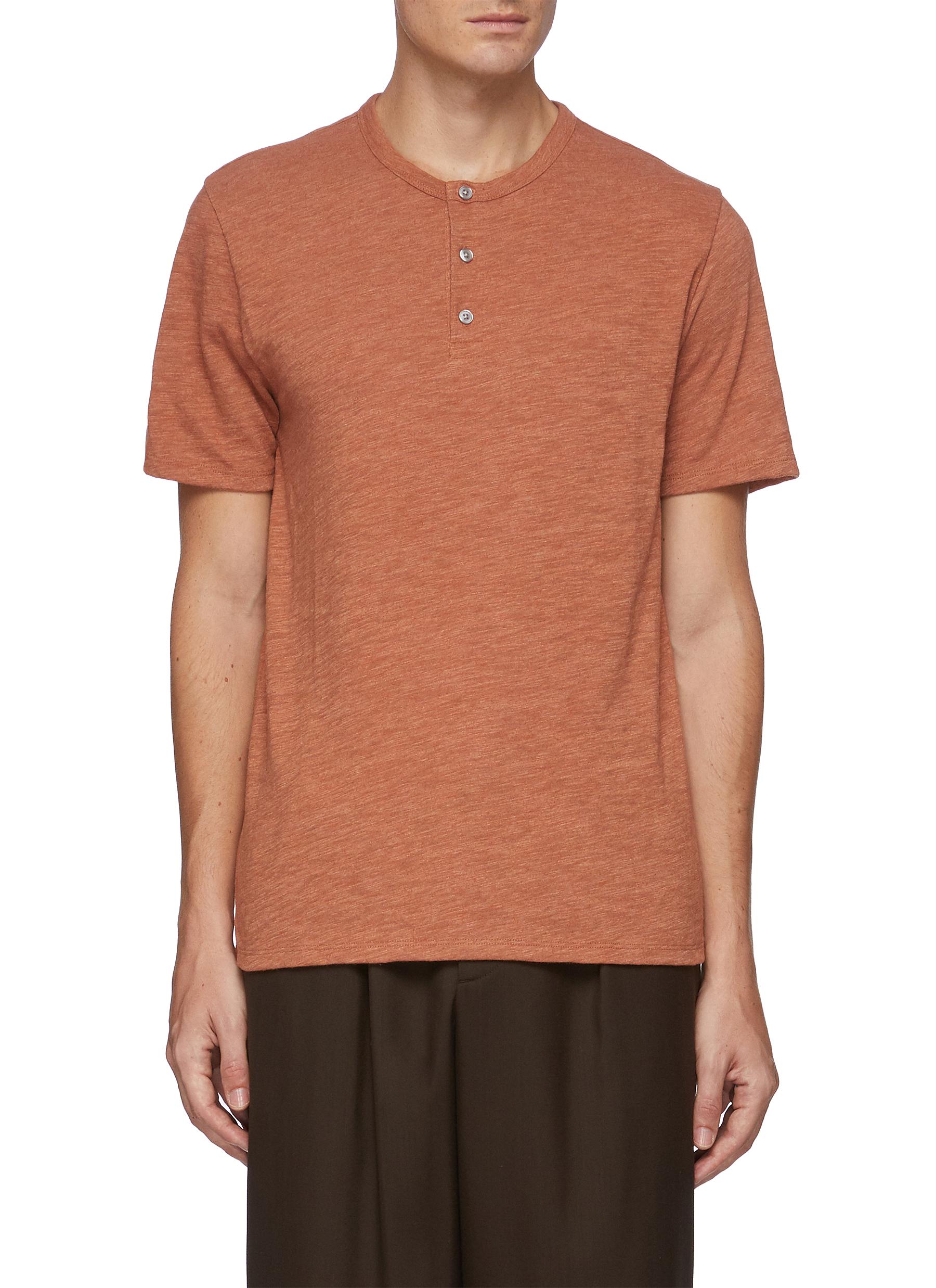Vince Men's Tri-blend Henley Shirt In Orange