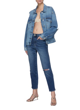 Figure View - Click To Enlarge - FRAME DENIM - Le Sylvie Crop Raw After Knee Hole Purify Slim Straight Jeans