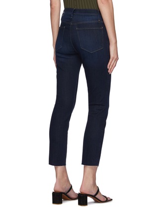 Back View - Click To Enlarge - FRAME DENIM - Le Pize Silvie Raw After Dark Indigo Wash Slim Straight Jeans