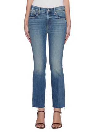 Main View - Click To Enlarge - MOTHER - Insider Ankle Fray Med Wash Embroidery Detail Crop Boot Jeans