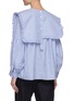 Back View - Click To Enlarge - TIBI - Striped Shirred Sleeve Cotton Shirt With Detachable Asymmetric Ruffled Collar