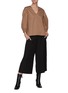 Figure View - Click To Enlarge - TIBI - Eco Cotton Poplin V Neck Pleated Three Quarter Sleeved Top