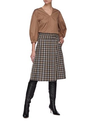 Figure View - Click To Enlarge - TIBI - Costello' Chequered Wrapped Front Culottes