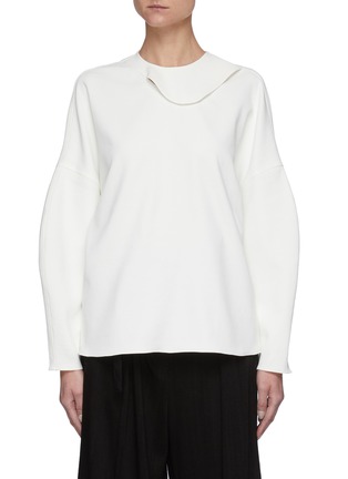 Main View - Click To Enlarge - TIBI - Draped Slit Neck Sweater