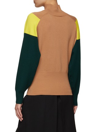 Back View - Click To Enlarge - VICTORIA, VICTORIA BECKHAM - COLOUR BLOCK BLOUSON SLEEVE SWEATER