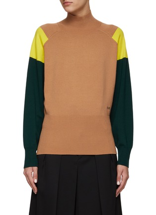 Main View - Click To Enlarge - VICTORIA, VICTORIA BECKHAM - COLOUR BLOCK BLOUSON SLEEVE SWEATER