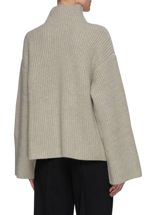 Back View - Click To Enlarge - LOULOU STUDIO - Front Slit Flared Sleeve High Neck Sweater