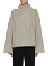 Main View - Click To Enlarge - LOULOU STUDIO - Front Slit Flared Sleeve High Neck Sweater