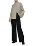 Figure View - Click To Enlarge - LOULOU STUDIO - Front Slit Flared Sleeve High Neck Sweater