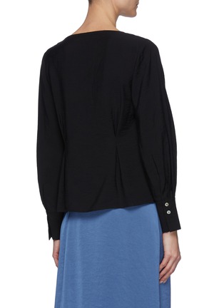 Back View - Click To Enlarge - VINCE - V Neck Twill Blouse