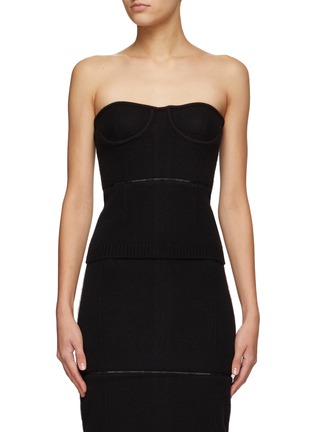 Main View - Click To Enlarge - HELMUT LANG - Branded Piping Wool Bustier