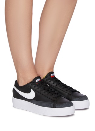 Figure View - Click To Enlarge - NIKE - BLAZER LOW PLATFORM' LOW TOP LACE UP LEATHER SNEAKERS