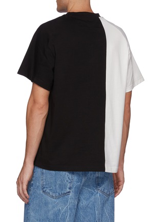Back View - Click To Enlarge - FENG CHEN WANG - Three Dimensional Logo Panelled Cotton Crewneck T-Shirt