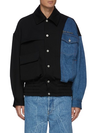 Main View - Click To Enlarge - FENG CHEN WANG - Two Pocket Panelled Denim Jacket