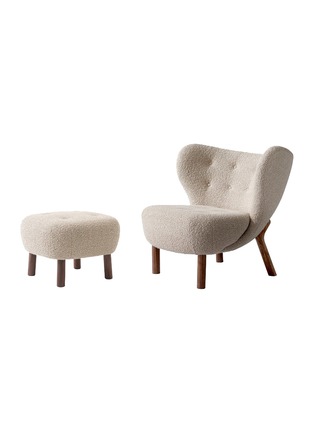 Main View - Click To Enlarge - &TRADITION - ‘LITTLE PETRA VB1’ Chair Pouf Set – WALNUT KARAKORUM