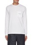 Main View - Click To Enlarge - COMME DES GARÇONS HOMME - Branding Appliqued Chest Pocket Long Sleeved Crewneck Cotton T-Shirt