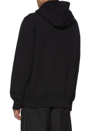 Back View - Click To Enlarge - COMME DES GARÇONS HOMME - Logo Embroidery Cotton Drawstring Hoodie