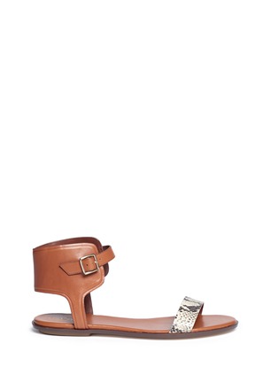 Main View - Click To Enlarge - COLE HAAN - 'Barra' snake embossed band leather sandals