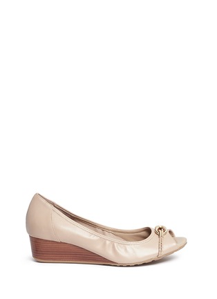 Main View - Click To Enlarge - COLE HAAN - 'Tali' knot hardware leather wedge sandals