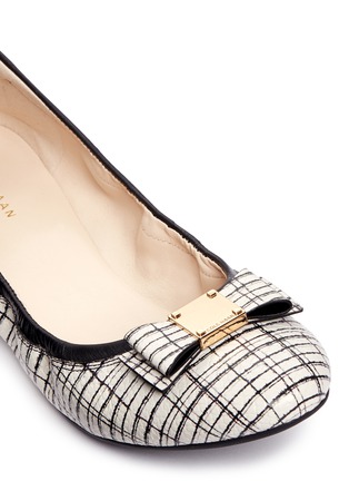 Detail View - Click To Enlarge - COLE HAAN - 'Tali Bow Ballet' stripe print embossed leather flats