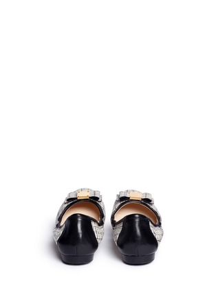 Back View - Click To Enlarge - COLE HAAN - 'Tali Bow Ballet' stripe print embossed leather flats