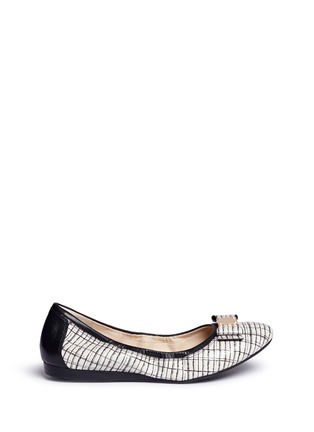 Main View - Click To Enlarge - COLE HAAN - 'Tali Bow Ballet' stripe print embossed leather flats