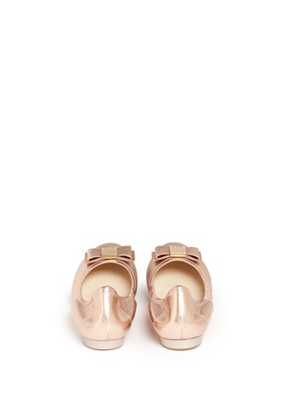 Back View - Click To Enlarge - COLE HAAN - 'Tali Bow Ballet' metallic leather flats
