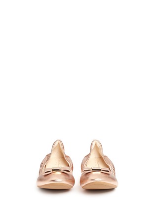 Front View - Click To Enlarge - COLE HAAN - 'Tali Bow Ballet' metallic leather flats
