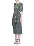 Figure View - Click To Enlarge - DRIES VAN NOTEN - 'Sar' sequin embellished leaf print drape bow belt