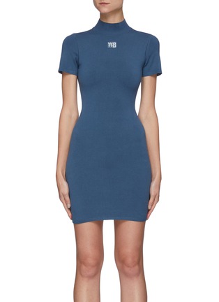 Main View - Click To Enlarge - T BY ALEXANDER WANG - Mock Neck Short Sleeved Bodycon Dress