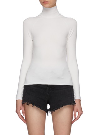 Main View - Click To Enlarge - T BY ALEXANDER WANG - Bodycon Logo Jacquard Trim Turtleneck
