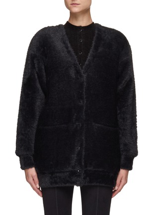 Main View - Click To Enlarge - T BY ALEXANDER WANG - FAUX FUR QUILTED LINING V NECK CARDIGAN