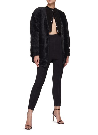 Figure View - Click To Enlarge - T BY ALEXANDER WANG - FAUX FUR QUILTED LINING V NECK CARDIGAN