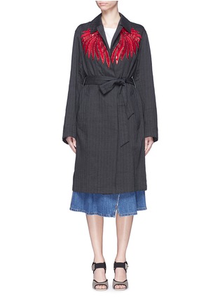 Main View - Click To Enlarge - DRIES VAN NOTEN - 'Reed' fan embroidery cotton-linen blazer