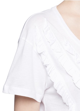Detail View - Click To Enlarge - DRIES VAN NOTEN - 'Hazim' diagonal ruffle trim jersey T-shirt
