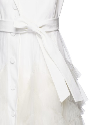 Detail View - Click To Enlarge - DRIES VAN NOTEN - 'Roline' tiered ruffle tulle twill coat dress