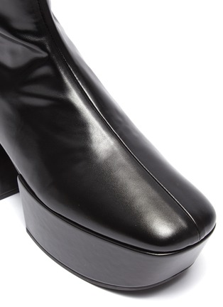 PRADA | Logo Print Stretch Leather Platform Boots | Women | Lane Crawford
