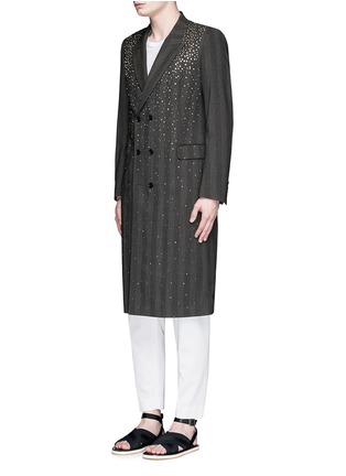 Front View - Click To Enlarge - DRIES VAN NOTEN - 'Rennie' crystal embellished Glen plaid coat
