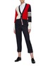 Figure View - Click To Enlarge - THOM BROWNE  - Pannelled Pointelle Cable Wool Cardigan