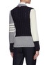 Back View - Click To Enlarge - THOM BROWNE  - Panelled Pointelle Cable Knit Wool Cardigan