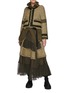Figure View - Click To Enlarge - SACAI - Canvas Tweed Patchwork Chiffon Wrap Maxi Skirt