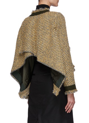 Back View - Click To Enlarge - SACAI - Frayed Trim Cape Back Canvas Tweed Jacket