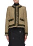 Main View - Click To Enlarge - SACAI - Frayed Trim Cape Back Canvas Tweed Jacket